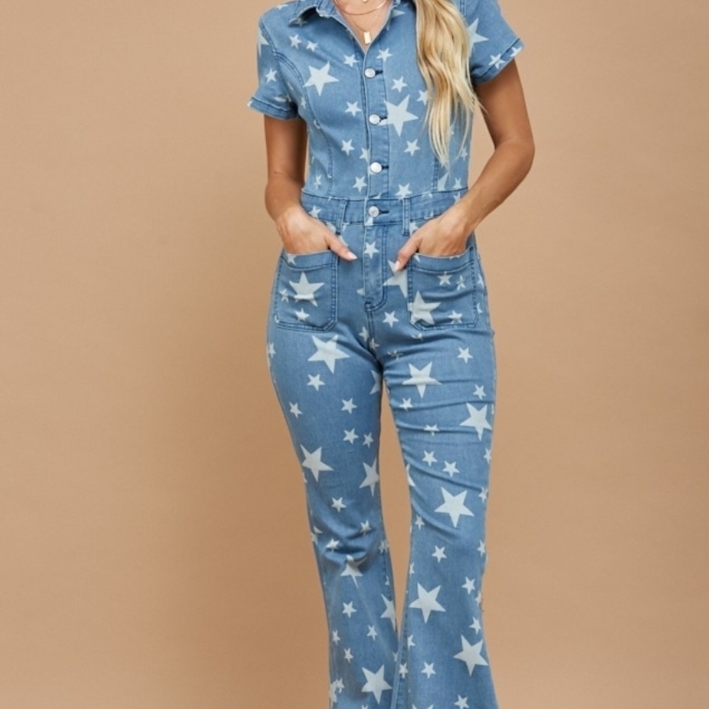 Stylish Starry Blue Jumpsuit